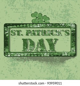 Rubber stamp with ornaments on grungy background for St. Patrick's Day.