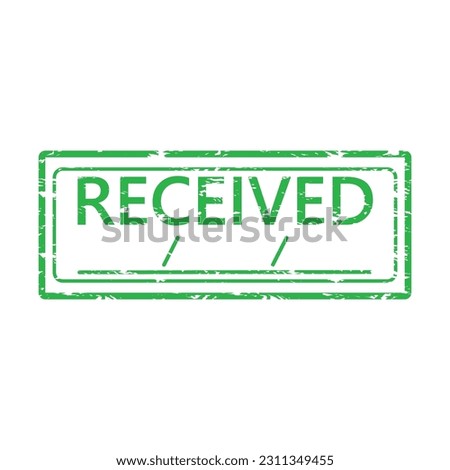 Rubber stamp received with place for date, post office. Vector illustration. Green inked recibed rubber,postal approve verification, paperwork watermark, postage document, grunge retro mark
