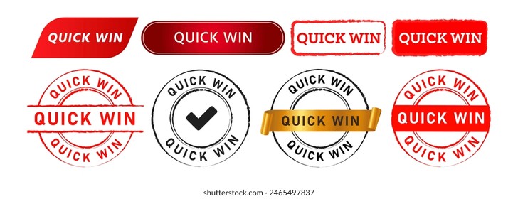 rubber stamp seal badge and button quick win sign for winner competition fast victory