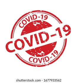 Rubber Stamp Seal Covid-19 - Red Vector Illustration - Isolated On White Background