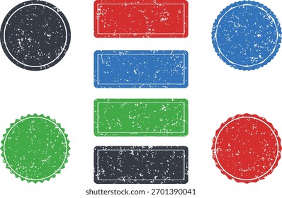 Rubber Stamp Seal Set Round Rectangle Grunge Texture Vector Badge Collection
