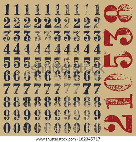 Rubber stamp serif numbers: ten alternatives for each type 