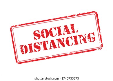 Sello de caucho Distancia social. Ilustración vectorial.