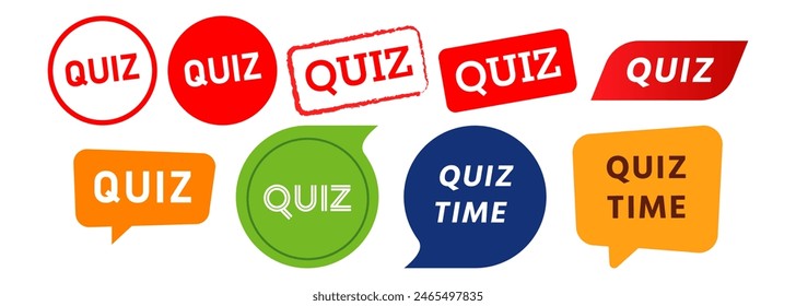 rubber stamp and speech bubble quiz label sticker for answer test education