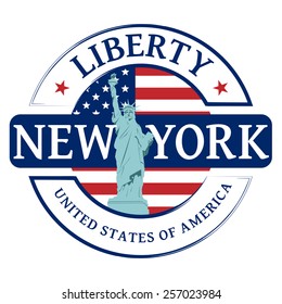 Rubber stamp with Statue of Liberty and the word New York