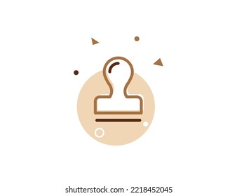 Icono de la línea de estampado de goma, Ilustración vectorial de sello de goma 