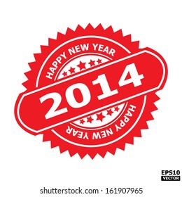 Rubber stamp with text " 2014 " and " HAPPY NEW YEAR " present by red color for business or e-commerce. eps10 vector