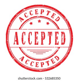 rubber stamp with text "accepted" on white, vector illustration
