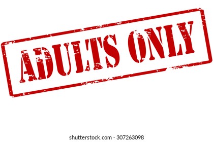 Rubber stamp with text adults only inside, vector illustration