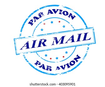 Rubber stamp with text air mail par avion inside, vector illustration