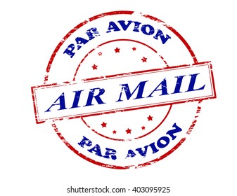 Rubber stamp with text air mail par avion inside, vector illustration