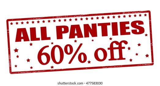 Rubber stamp with text all panties sixty percent off inside, vector illustration