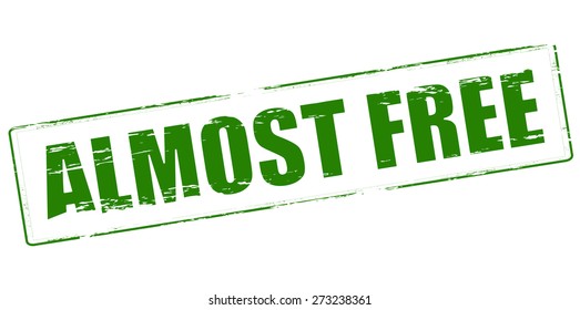 Rubber stamp with text almost free inside, vector illustration