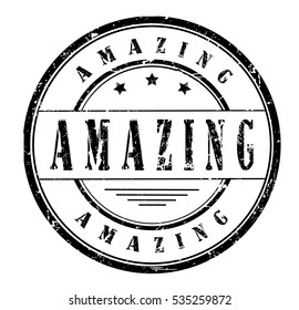 Rubber stamp with text, AMAZING, on white, vector illustration
