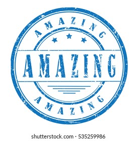 Rubber stamp with text, AMAZING, on white, vector illustration