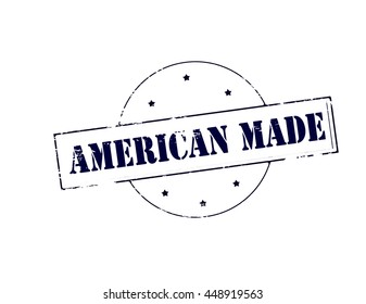 Rubber stamp with text American made inside, vector illustration
