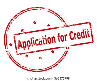 Rubber stamp with text application for credit inside, vector illustration