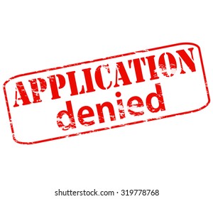 Rubber stamp with text application denied inside, vector illustration