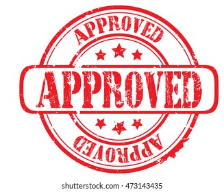 rubber stamp with text "approved" on white, vector illustration