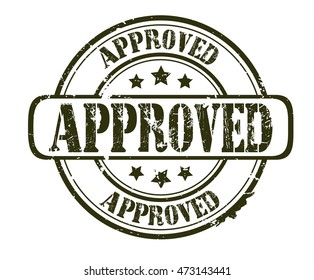 rubber stamp with text "approved" on white, vector illustration