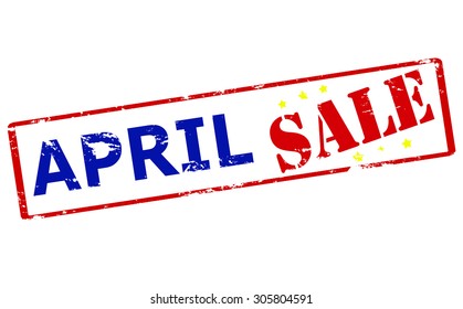 Rubber stamp with text April sale inside, vector illustration