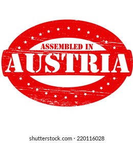 Rubber stamp with text assembled in Austria inside, vector illustration