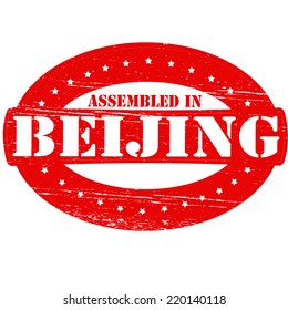 Rubber stamp with text assembled in Beijing inside, vector illustration