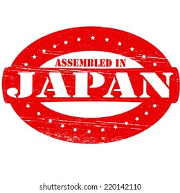 Rubber stamp with text assembled in Japan inside, vector illustration