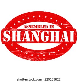 Rubber stamp with text assembled in Shanghai inside, vector illustration