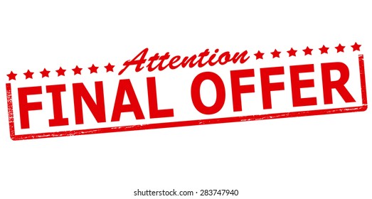 Rubber stamp with text attention final offer inside, vector illustration