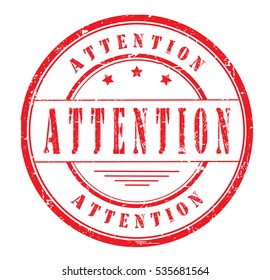 Rubber stamp with text, ATTENTION, on white, vector illustration
