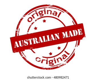 Rubber stamp with text Australian made inside, vector illustration