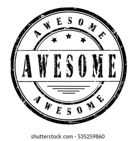 Rubber stamp with text, AWESOME, on white, vector illustration