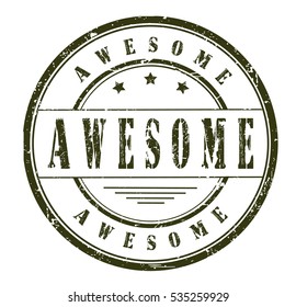 Rubber stamp with text, AWESOME, on white, vector illustration