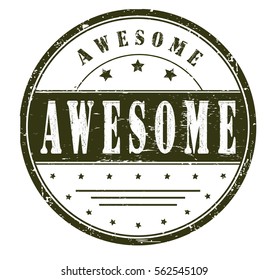 rubber stamp with text "awesome" on white, vector illustration