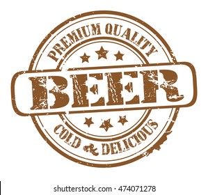 rubber stamp with text "beer, premium quality cold and delicious" on white, vector illustration