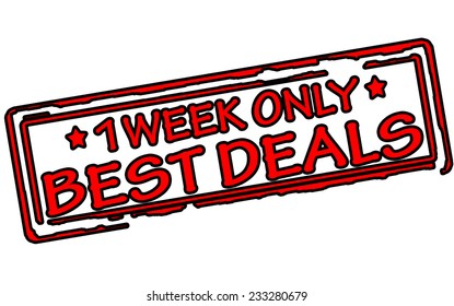 Rubber stamp with text best deals inside, vector illustration