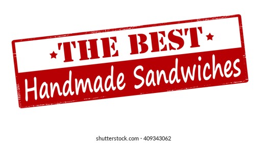 Rubber stamp with text the best handmade sandwiches inside, vector illustration