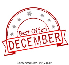 Rubber stamp with text best offer December inside, vector illustration