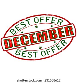 Rubber stamp with text best offer December inside, vector illustration