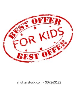Rubber stamp with text best offer for kids inside, vector illustration