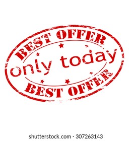Rubber stamp with text best offer only today inside, vector illustration