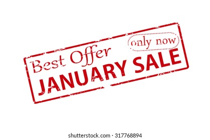 Rubber stamp with text best offer January sale inside, vector illustration