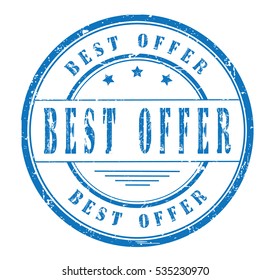 Rubber stamp with text, BEST OFFER, on white, vector illustration