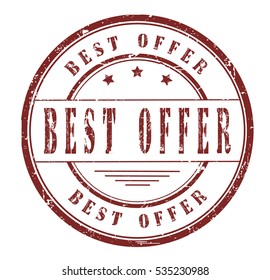 Rubber stamp with text, BEST OFFER, on white, vector illustration