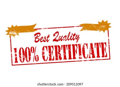 Rubber stamp with text best quality one hundred percent certificate inside, vector illustration