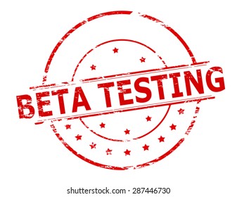 Rubber stamp with text beta testing inside, vector illustration