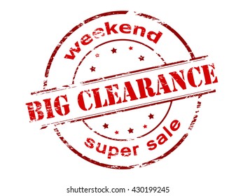 Rubber stamp with text big clearance inside, vector illustration