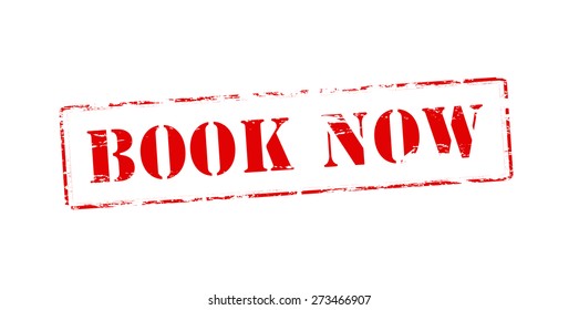 Rubber stamp with text book now inside, vector illustration