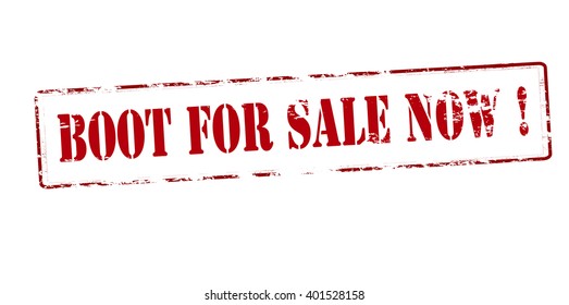 Rubber stamp with text boot for sale now inside, vector illustration`